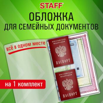 Папка-органайзер, обложка семейная для 1-го комплекта документов, А4, ПВХ, матовая, STAFF, 238337 - Премиум Сервис