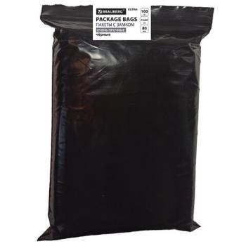 Пакеты ZIP-LOCK ОЧЕНЬ ПРОЧНЫЕ, комплект 100шт, 15x20cм, ПВД, 80мкм., ЧЁРНЫЕ, BRAUBERG - Премиум Сервис