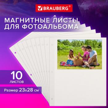 Листы для фотоальбома магнитные 23*28 см, КОМПЛЕКТ 10 штук, BRAUBERG, 391312 - Премиум Сервис
