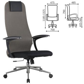 Кресло BRABIX PREMIUM "Ultimate EX-801" хром, плотная двойная сетка Х2, черное/коричневое, 532920 - Премиум Сервис