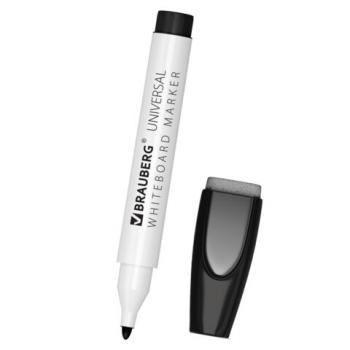 Маркер стираемый на магните со стирателем для белой доски ЧЕРНЫЙ, BRAUBERG UNIVERSAL, 152490 - Премиум Сервис