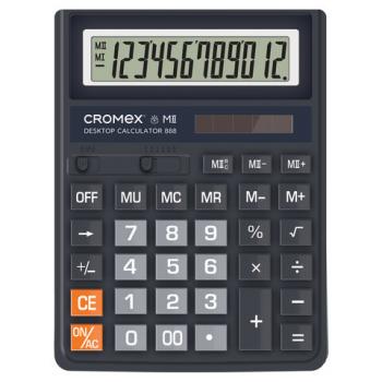 Калькулятор настольный CROMEX (КРОМЕКС) 888 (185x145 мм), 12 разрядов, ЧЕРНЫЙ, 271728 - Премиум Сервис