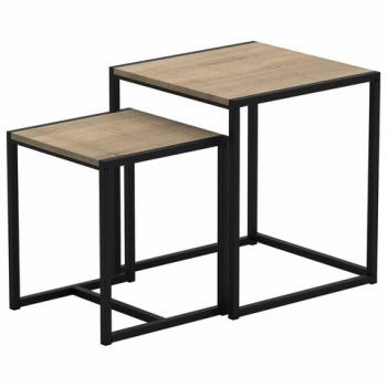 Стол журнальный "Терса", 490х490х560/390х390х460 мм, КОМПЛЕКТ 2шт, металл/ЛДСП дуб сонома - Премиум Сервис