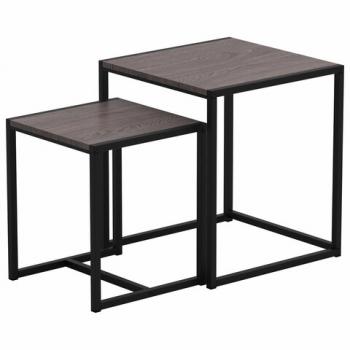 Стол журнальный "Терса", 490х490х560/390х390х460 мм, КОМПЛЕКТ 2шт, металл/ЛДСП ясень анкор темный - Премиум Сервис