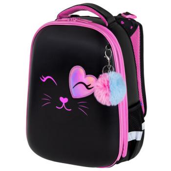 Ранец BRAUBERG SHINY, 2 отделения, с брелком, "Smiling cat", 38х28х14 см, 272040 - Премиум Сервис