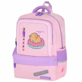 Рюкзак BRAUBERG STAR, 1 отделение, 5 карманов, "Capybara", розовый, 40x29x13 см, 272062 - Премиум Сервис