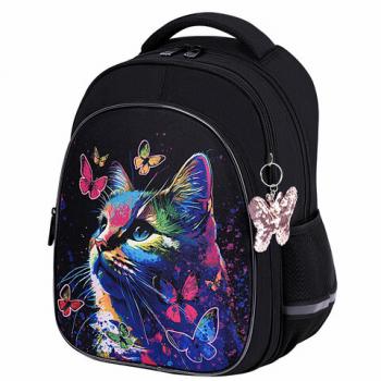 Рюкзак BRAUBERG OPTIMA, 2 отделения, с брелком, "Butterfly catcher", СВЕТЯЩИЙСЯ, 36х27х18 см, 272097 - Премиум Сервис