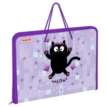 Папка для труда на молнии с ручками ПИФАГОР А4, 1 отд., пластик, органайзер, Falling cat, 272226 - Премиум Сервис