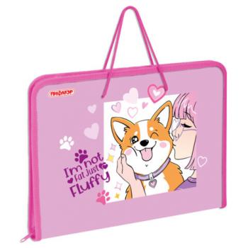 Папка для труда на молнии с ручками ПИФАГОР А4, 1 отд., пластик, органайзер, Fluffy akita, 272227 - Премиум Сервис