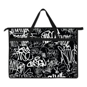 Папка для рисунков и чертежей с ручками BRAUBERG А3, пластик, молния сверху, Graffiti, 272233 - Премиум Сервис