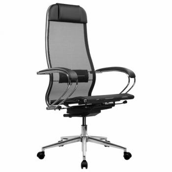 Кресло МЕТТА "ErgoLife" 10 B1-104K, хром, синхромеханизм, прочная сетка, черное - Премиум Сервис