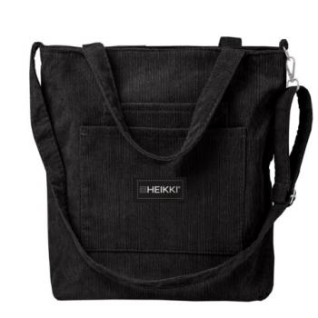 Сумка-шоппер HEIKKI, вельвет, карманы, 35х30 см, черный, 272437 - Премиум Сервис