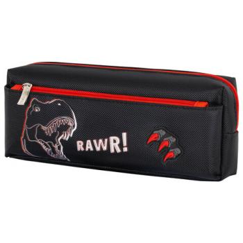 Пенал мягкий ЮНЛАНДИЯ, 2 отделения, полиэстер, Roar, черный, 21х9х6 см, 272347 - Премиум Сервис