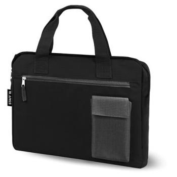 Сумка для документов STAFF DELEGATE на молнии, два кармана, полиэстер, черная/серая, 30х34х2 см, 272619 - Премиум Сервис