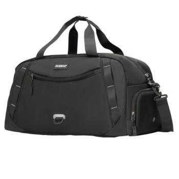 Сумка спортивная HEIKKI MOVE PLUS (ХЕЙКИ) с отд. для обуви, черная с серыми вставк,26х51х27 см, 272627 - Премиум Сервис