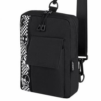 Сумка на плечо HEIKKI TORRENT (ХЕЙКИ) с карманом, Chess emoji, черная, 25х18х3 см, 272638 - Премиум Сервис