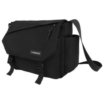Сумка на плечо большая HEIKKI STREAM (ХЕЙКИ) два отд., боковые карманы, А4, черная, 26х32х11 см, 272641 - Премиум Сервис
