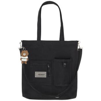 РЕЗЕРВ Сумка-шоппер HEIKKI, канвас, карман для бутылки, 35х35 см, черный, Код 1С, 272442 - Премиум Сервис