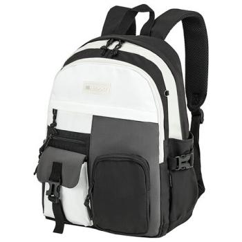 Рюкзак HEIKKI BLOCKS (ХЕЙКИ) универсальный, 2 отделения, черный/серый/белый, 44х32х17 см, 272563 - Премиум Сервис