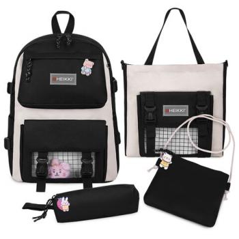 Рюкзак HEIKKI COMBO (ХЕЙКИ), сумка-шоппер, косметичка, пенал В ПОДАРОК, черн/бел, 42х30х14 см,272564 - Премиум Сервис