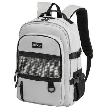 Рюкзак HEIKKI TRILL (ХЕЙКИ) универсальный, 3 отделения, серый с черными вставками, 43х31х14 см, 272586 - Премиум Сервис