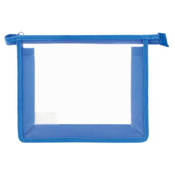 Папка для тетрадей А5 ПИФАГОР, пластик, молния сверху, прозрачная, синий, 272115 - Премиум Сервис