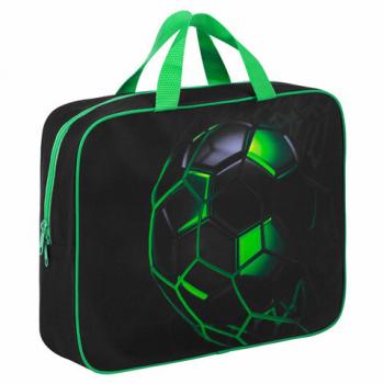 Папка на молнии с ручками BRAUBERG KIDS А4, 1 отделение, полиэстер, 80мм, Green ball, 272123 - Премиум Сервис