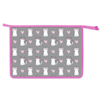 Папка для тетрадей ЮНЛАНДИЯ А4, 1 отделение, пластик, на молнии, Sweet whiskers, 272137 - Премиум Сервис