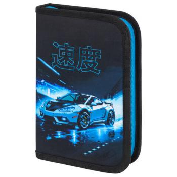 Пенал BRAUBERG с наполнением, 1 отд, 1 откидная планка, 24 предмета, Night race, 272352 - Премиум Сервис