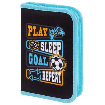 Пенал BRAUBERG с наполнением, 1 отд, 1 откидная планка, 24 предмета, Play sleep repeat, 272353 - Премиум Сервис