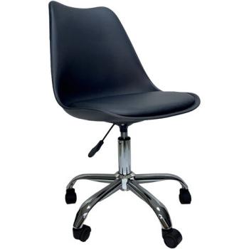 Кресло стул BRABIX "Eames MG-310 CH", хром, пластик черный, экокожа черная, 532925 - Премиум Сервис