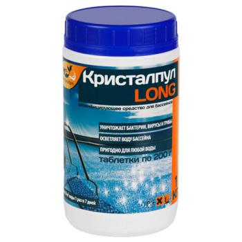 Средство для дезинфекции бассейнов 1кг КРИСТАЛПУЛ LONG, медленный хлор таблетки по 200 грамм, KPLG2001S - Премиум Сервис