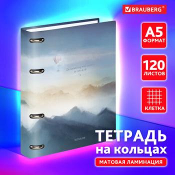 Тетрадь на кольцах А5 160х212мм, 120л, картон,матовая ламинация, клетка, BRAUBERG, Аниме new, 404724 - Премиум Сервис