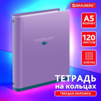 Тетрадь на кольцах А5 175х215мм, 120л, твердый картон, клетка, BRAUBERG, Головоломка, 404716 - Премиум Сервис