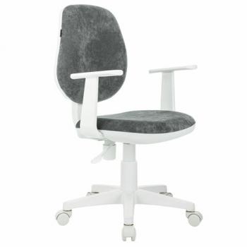 Кресло детское BRABIX "Fancy MG-201W", с подлокотниками, пластик белый, велюр, серое, 533010 - Премиум Сервис