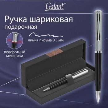 Ручка подарочная шариковая GALANT HECTOR, корпус черный/серебро, детали серебро, узел 0,7 мм, линия письма 0,5 мм, синяя, 144173 - Премиум Сервис