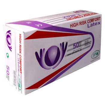 Перчатки латексные смотровые особо прочные SFM HIGH RISK COMFORT 25 пар (50 штук) размер S (малый) - Премиум Сервис