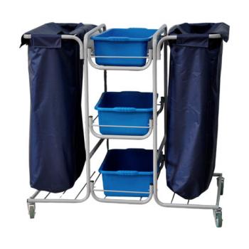 Тележка уборочная Eсо-Force (отель, кафе, столовые), 3 поддона, 2 держателя д/мешка,, 26EF/4 - Премиум Сервис