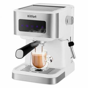 Кофеварка рожковая KITFORT КТ-7139, 1050 Вт, объем 1,5л, 15 бар, ручной капучинатор, белая - Премиум Сервис