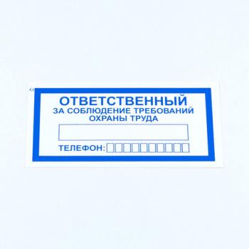 Знак "Ответственный за соблюдение требований охраны труда", КОМПЛЕКТ 10 штук, 100*200 мм, пленка, V57 - Премиум Сервис