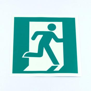 Знак эвакуационный "Выход здесь (право)", КОМПЛЕКТ 5 штук, 200*200 мм, фотолюминесцент, пленка, Е01-02 - Премиум Сервис