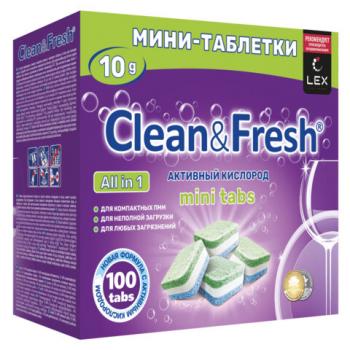 Таблетки для посудомоечных машин 100шт CLEAN&FRESH All IN 1 MINI TABS, ш/к 11434, Cd13100m - Премиум Сервис