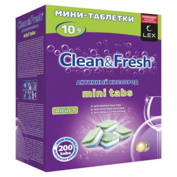 Таблетки для посудомоечных машин 200 шт CLEAN&FRESH All IN 1 MINI TABS, ш/к 11441, Cd13200m - Премиум Сервис
