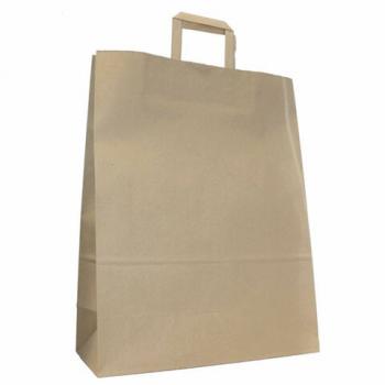 Крафт пакет бумажный 24х14х29см, плоские ручки, плотность 90г/м2, ШК60514 - Премиум Сервис