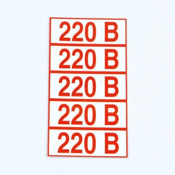 Знак электробезопасности "Указатель напряжения 220 В", КОМПЛЕКТ 20 штук, 20*50 мм, пленка, Z05 - Премиум Сервис