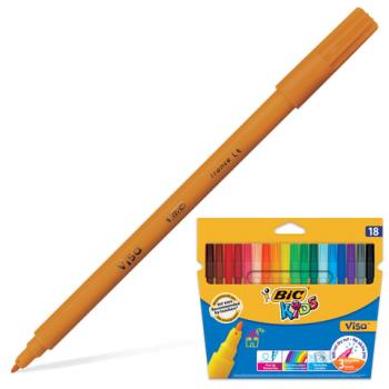 Фломастеры BIC "VISA", 18 цветов, суперсмываемые, вентилируемый колпачок, европодвес, 888681 - Премиум Сервис
