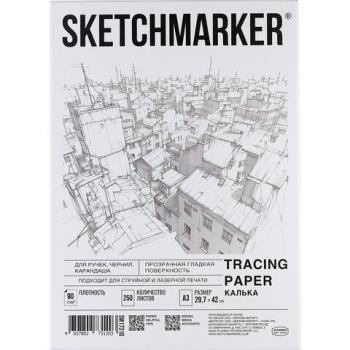 Калька А3 для печати и творчества, 90 г/м2, 250 листов, SKETCHMARKER, R17310, 116414 - Премиум Сервис