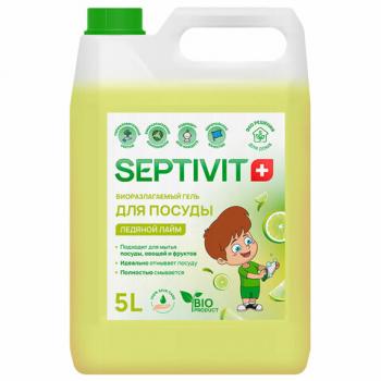 Средство для мытья посуды гипоаллергенное 5л SEPTIVIT "Ледяной лайм", биоразлагаемый, - Премиум Сервис