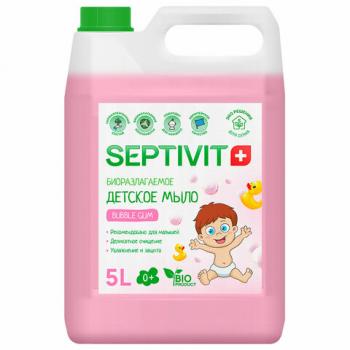 Мыло жидкое детское гипоаллергенное 5л SEPTIVIT "Bubble gum", биоразлагаемое, ш/к 527 - Премиум Сервис
