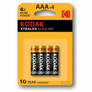 Батарейки алкалиновые "мизинчиковые" КОМПЛЕКТ 4 шт KODAK Xtralife Alkaline, ААА (LR03, Б0014329 - Премиум Сервис